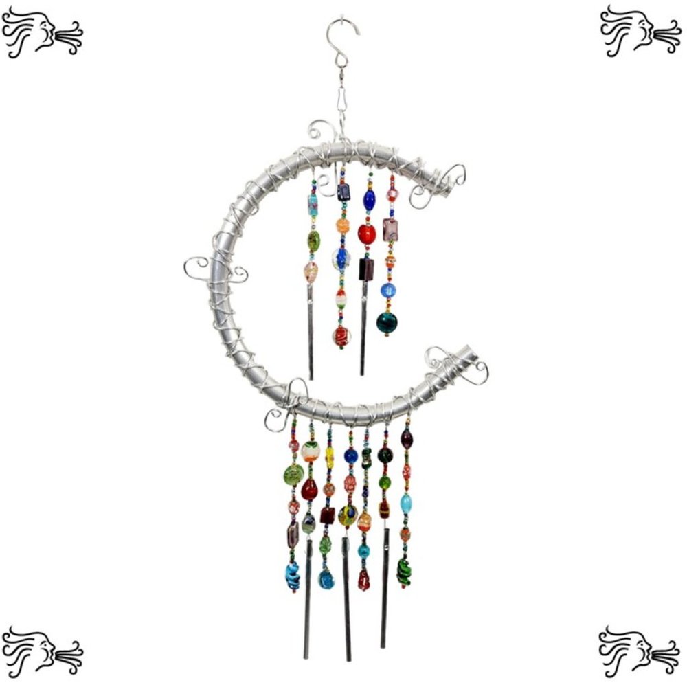 Aluminum Wind Chime Multicolor Lampwork Glass Beads Handmade Home Decor